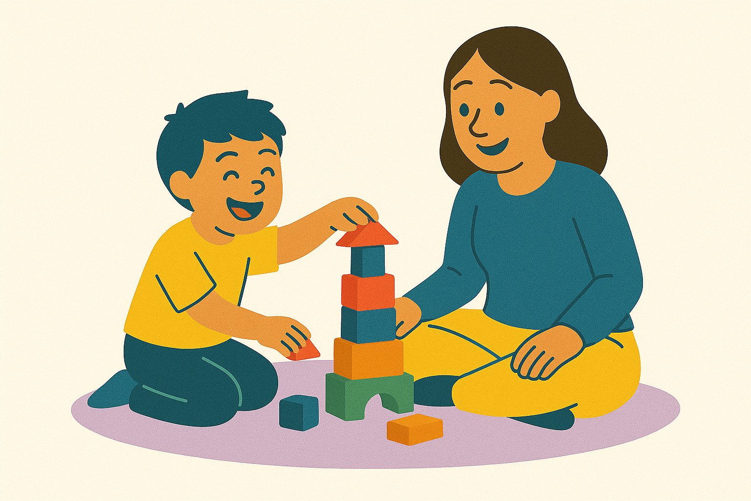 A diverse group of happy children and therapists