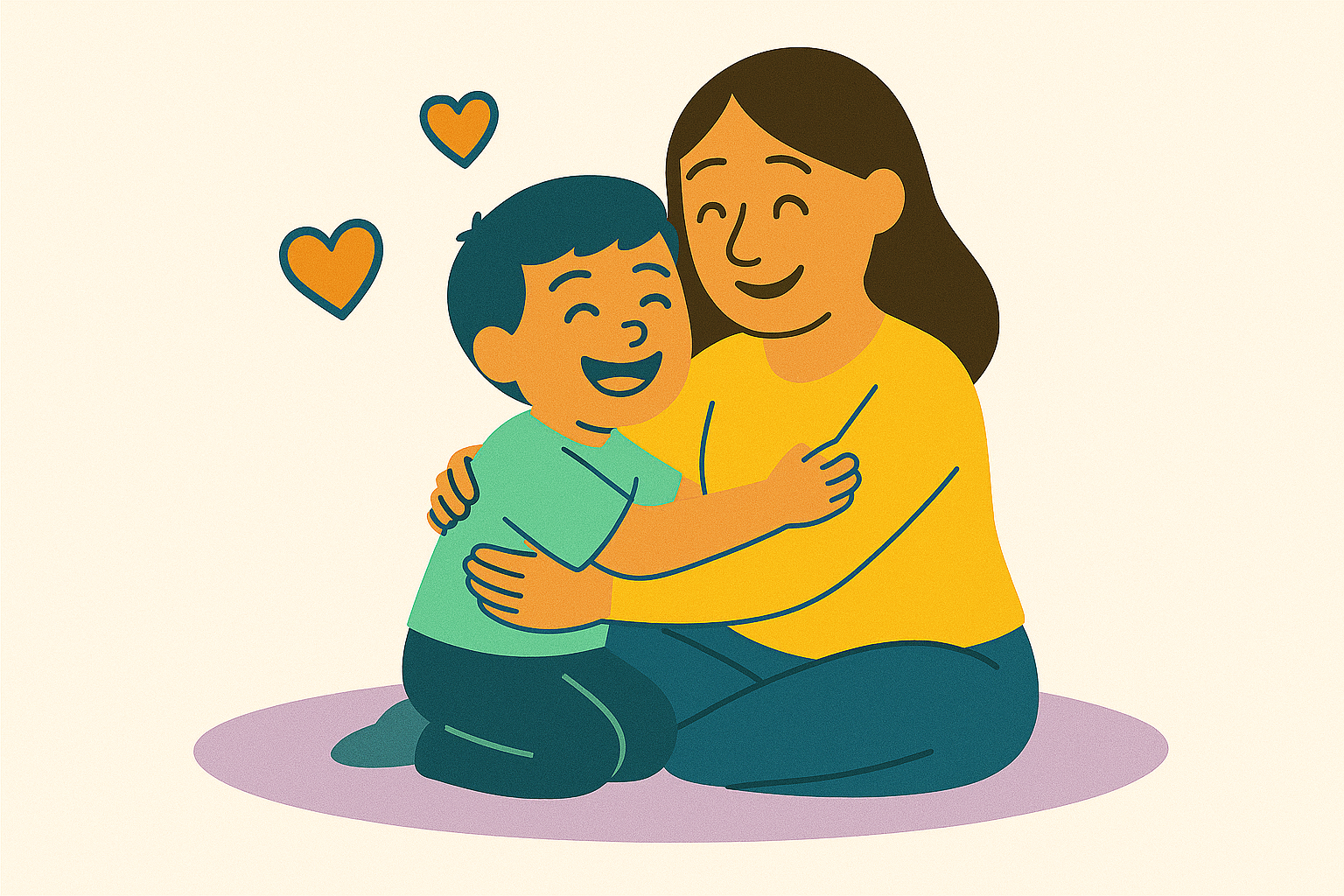 Illustration of a therapist talking with a child