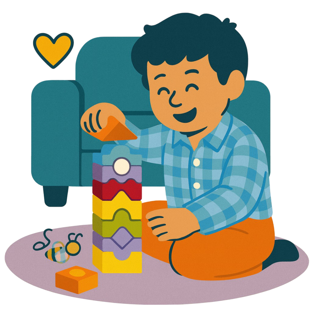 Therapist and child playing together in a home setting