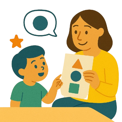 Therapist and child working together at a desk