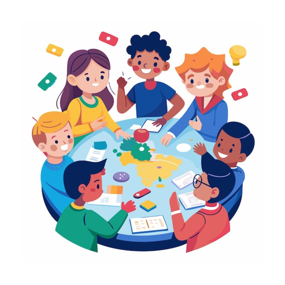 Illustration of children playing together