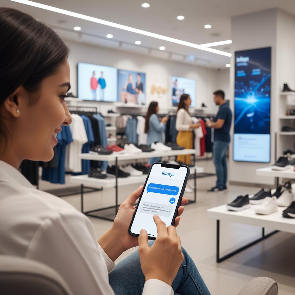 Digital transformation journeys A customer interacting with an AI-powered chatbot on a mobile device.