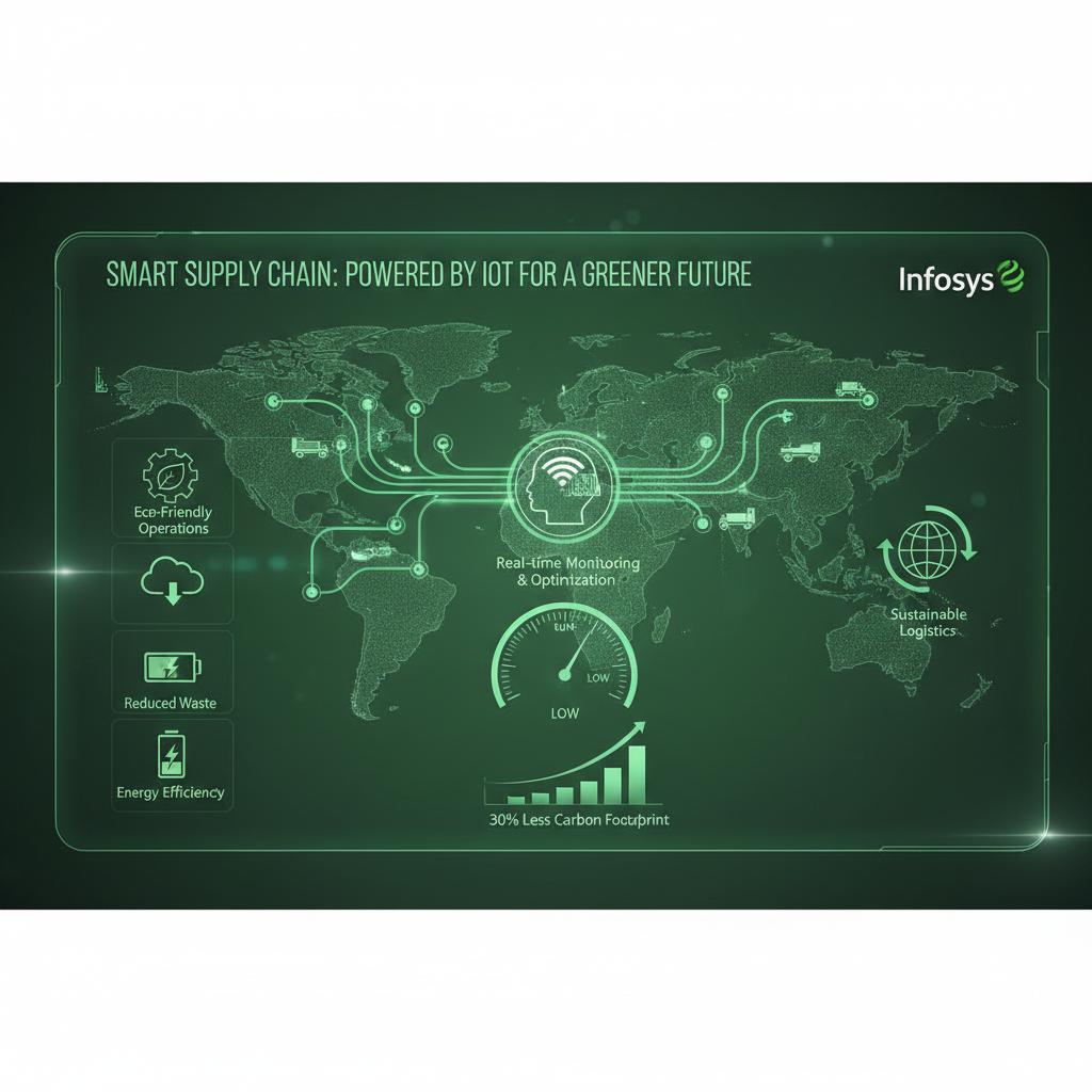 Digital transformation journeys An infographic depicting the integration of IoT sensors in supply chain logistics.